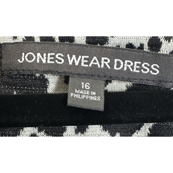 Jones Wear Dress Size 16 Multicolored Sleeveless Abstract Sheath Career Zip Back - Picture 10 of 13